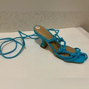 Anthropologie blue strappy heeled sandals size 7